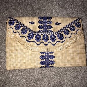 Stella & Dot Tan and Blue Clutch